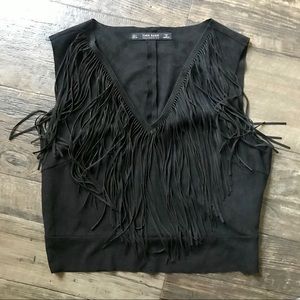 Zara Black Fringe Top